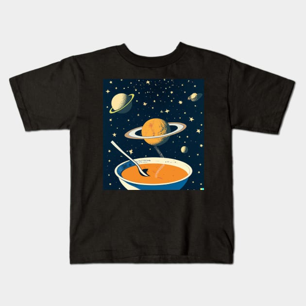 Space Soup Noodles Kids T-Shirt by Kishu